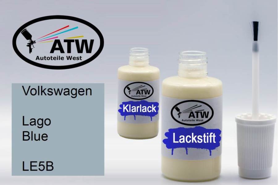 Volkswagen, Lago Blue, LE5B: 20ml Lackstift + 20ml Klarlack - Set, von ATW Autoteile West.